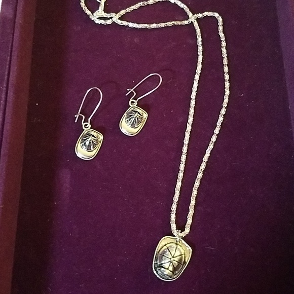 La Ti Da Handmade Creations Jewelry - Fireman Hat Earrings & Necklace Set 16"